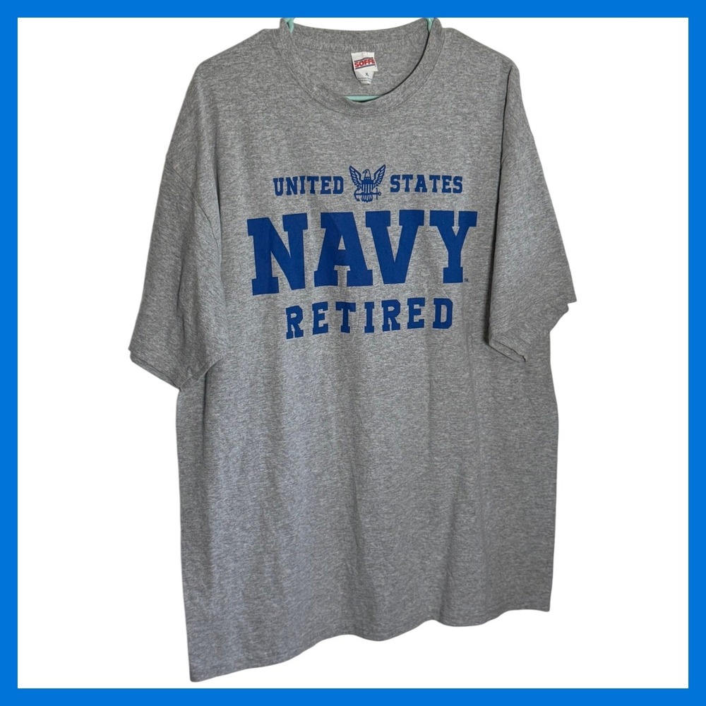 Soffe Mens XL United States Navy Retired Graphic T-Shirt Heather Gray USN Tee